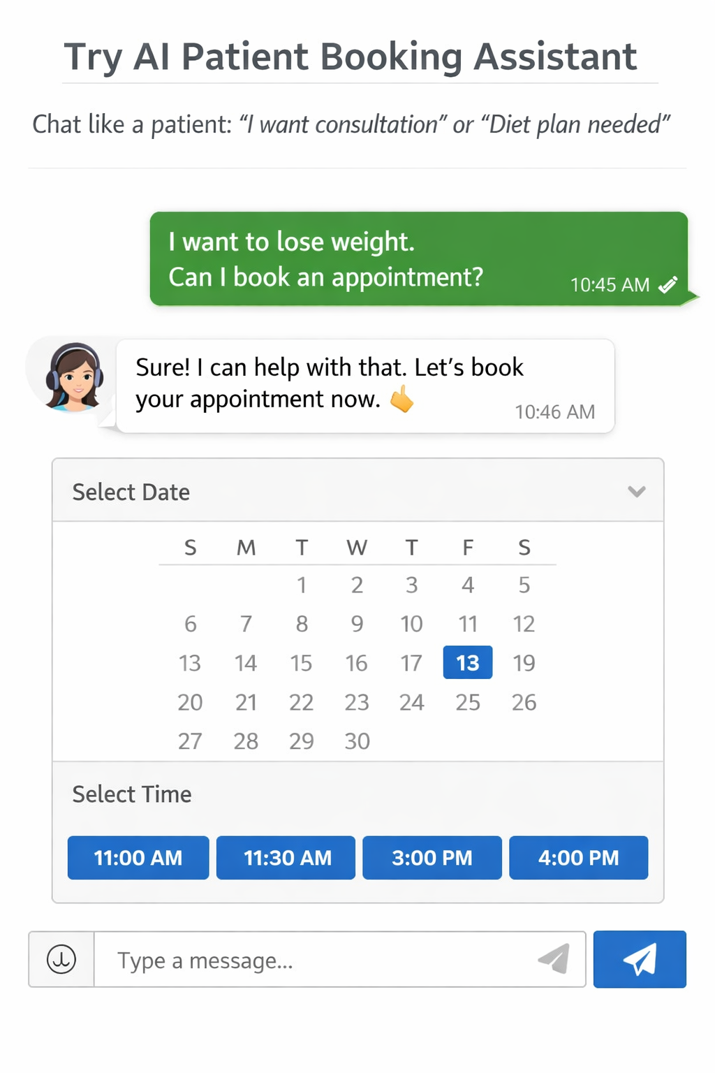 AI Booking Assistant Demo Chat